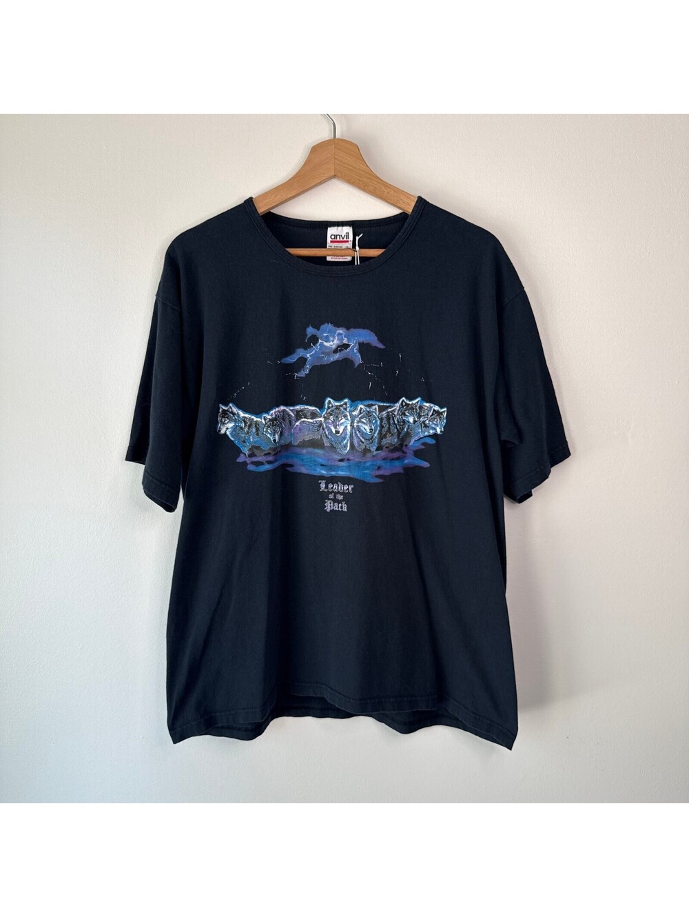 Vintage 90s Leader of The Pack Wolf Pack Nature Short Sleeve T-Shirt Size XL